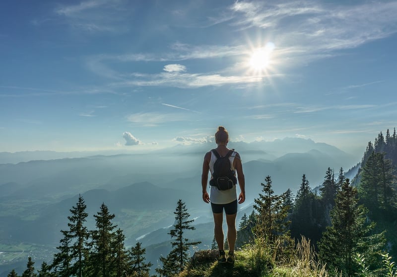 Backpacker in nature
